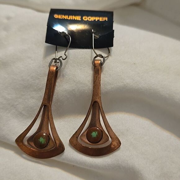 Vintage copper & gree earrings - Picture 1 of 7